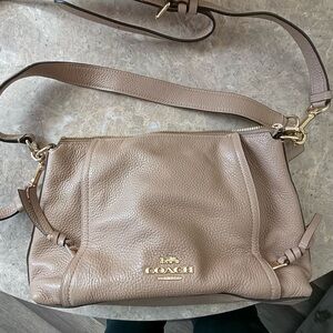Coach Beige Leather Shoulder Bag